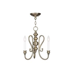 Antiqued Brass Three Light Metal Dimmable Chandelier With Shades
