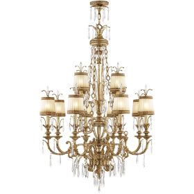 Gold Twelve Light Metal Dimmable Chandelier With Shades