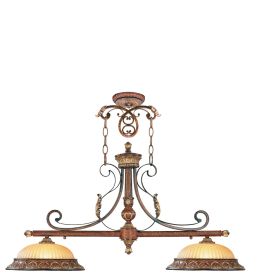 Bronze Two Light Metal Dimmable Chandelier With Shades
