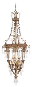 Gold And Clear Nine Light Metal Dimmable Chandelier With Shades