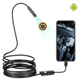 Endoscope Camera Waterproof IP67 Adjustable Soft Hard Wire 6 LEDS 7mm Automotive Endoscope Camera For Android USB Phone PC (size: 5.5mm-1m-hard Wire)