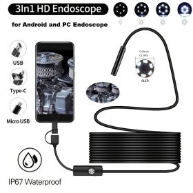Mini Endoscope Camera Waterproof IP67 Adjustable Soft Hard Wire 6 LEDS 7mm Automotive Endoscope Camera For Android USB Phone PC (Not Supporting I (size: Wifi/3.3ft/hard Cable/for Iphone)