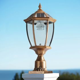 20"(H) Golden Solar Powered LED Outdoor Lantern, Vintage Garden Light with Elegant Glass Design for Pathways, Yards, and Patios (1-Pack) (Color: Bronze, Material: Aluminium)