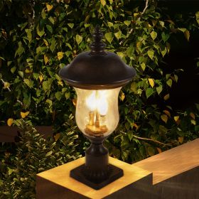 21"(H) Vintage Outdoor Lamp Post Light, Waterproof Garden Patio Lantern with Clear Glass Shade, Classic Bronze Finish, Ideal for Yard, Porch, Wal (Color: Brown+Bronze, Material: Aluminium)
