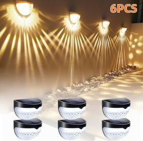 12/6 Solar fence lights, solar platform lights, solar wall lights, rechargeable solar cells, suitable for front porches, security lights (quantity: 6PCS, Color: Warm colors)