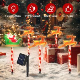 5Packs Christmas Outdoor Pathway Light With 8 Modes IP44 Waterproof Xmas Decoration Stake Light Tree Candy Light For Garden Lawn Porch Yard Drive (Type: Deer)
